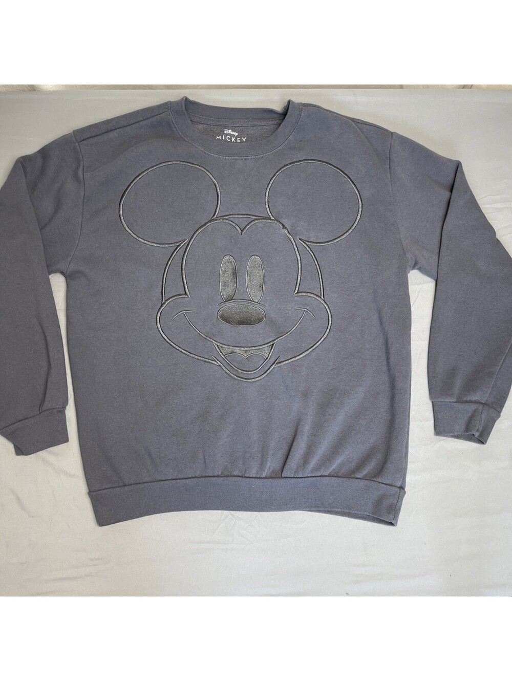 Disney Steel Blue Embroidered Mickey Mouse Sweatshirt Youth Medium 8–10